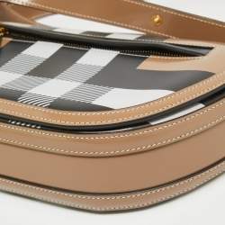 Burberry Beige Check Patent and Leather Small Olympia Shoulder Bag