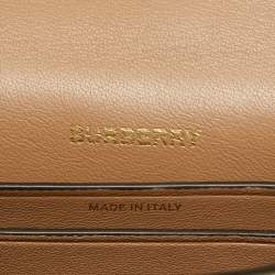 Burberry Beige Check Patent and Leather Small Olympia Shoulder Bag