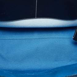 Burberry Blue/Black Canvas and Leather Soft Pocket Debossed Logo Tote