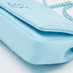 Pre Owned Burberry Sky Blue Quilted Leather Small Lola Chain Shoulder Bag