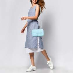 Pre Owned Burberry Sky Blue Quilted Leather Small Lola Chain Shoulder Bag