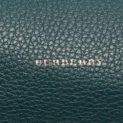 Pre Owned Burberry Teal Green Leather Barrel Bag