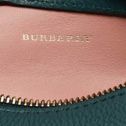 Pre Owned Burberry Teal Green Leather Barrel Bag
