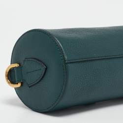 Pre Owned Burberry Teal Green Leather Barrel Bag