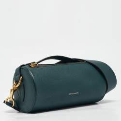 Pre Owned Burberry Teal Green Leather Barrel Bag