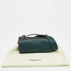 Pre Owned Burberry Teal Green Leather Barrel Bag