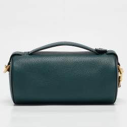 Pre Owned Burberry Teal Green Leather Barrel Bag