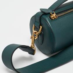 Pre Owned Burberry Teal Green Leather Barrel Bag