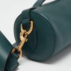 Pre Owned Burberry Teal Green Leather Barrel Bag