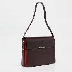 Pre Owned Burberry Burgundy/Red Leather Large Grace Shoulder Bag