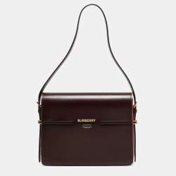 Pre Owned Burberry Burgundy/Red Leather Large Grace Shoulder Bag