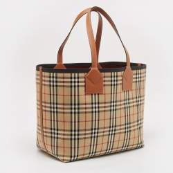 مملوكة مسبقًا Burberry Briar Brown/Black Vintage Check Canvas Large London Tote