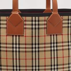 مملوكة مسبقًا Burberry Briar Brown/Black Vintage Check Canvas Large London Tote