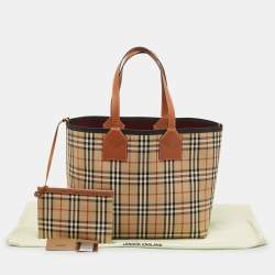 مملوكة مسبقًا Burberry Briar Brown/Black Vintage Check Canvas Large London Tote