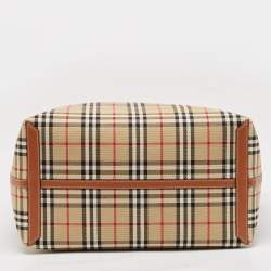 مملوكة مسبقًا Burberry Briar Brown/Black Vintage Check Canvas Large London Tote