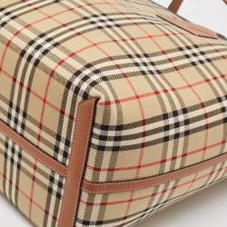 مملوكة مسبقًا Burberry Briar Brown/Black Vintage Check Canvas Large London Tote