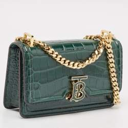 مملوكة مسبقًا حقيبة كروس بربري إبزيم تي بي جلد بني