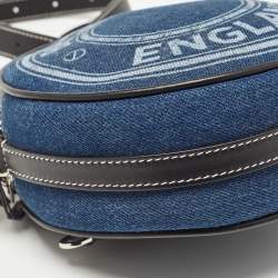 Pre Owned Burberry Blue/Black Denim and Leather Louise Round Crossbody Bag