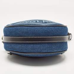 Pre Owned Burberry Blue/Black Denim and Leather Louise Round Crossbody Bag