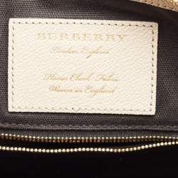 مملوكة مسبقًا Burberry Cream/Beige Leather and House Check Canvas Helmsley Crossbody Bag