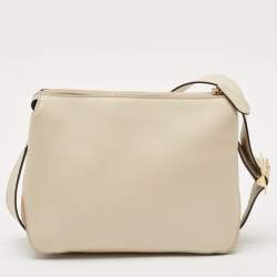 مملوكة مسبقًا Burberry Cream/Beige Leather and House Check Canvas Helmsley Crossbody Bag