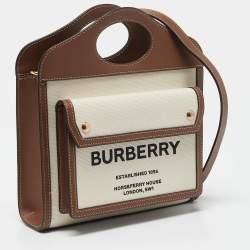 Burberry Malt Brown/Natural Canvas and Leather Mini Pocket Bag