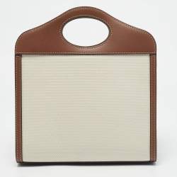 Burberry Malt Brown/Natural Canvas and Leather Mini Pocket Bag