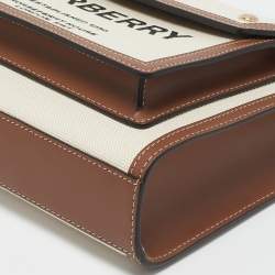 Burberry Malt Brown/Natural Canvas and Leather Mini Pocket Bag
