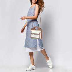 Burberry Malt Brown/Natural Canvas and Leather Mini Pocket Bag