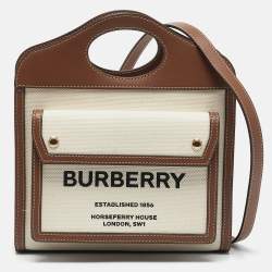 Burberry Malt Brown/Natural Canvas and Leather Mini Pocket Bag