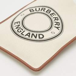 Burberry Brown/Off White Logo Canvas and Leather Micro Crossbody Bag
