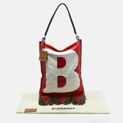 Burberry Red/White Leather Letter Motif Flag Bag