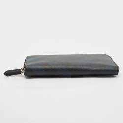 Burberry Navy Blue/Black London Check Coated Canvas Travel Continental Wallet