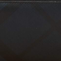 Burberry Navy Blue/Black London Check Coated Canvas Travel Continental Wallet