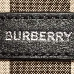 Burberry Black/Beige House Check Fabric Small N/S Book Tote