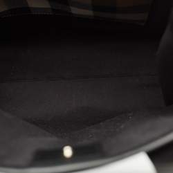 Burberry Black/Beige House Check Fabric Small N/S Book Tote