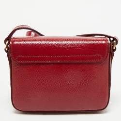Pre Owned Burberry Red Patent Leather Mini Berkeley Crossbody Bag