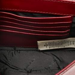 Pre Owned Burberry Red Patent Leather Mini Berkeley Crossbody Bag