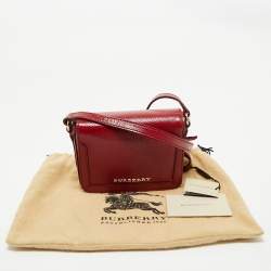 Pre Owned Burberry Red Patent Leather Mini Berkeley Crossbody Bag