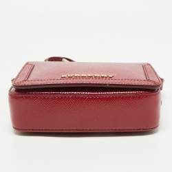 Pre Owned Burberry Red Patent Leather Mini Berkeley Crossbody Bag
