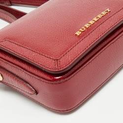Pre Owned Burberry Red Patent Leather Mini Berkeley Crossbody Bag