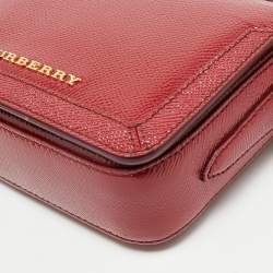 Pre Owned Burberry Red Patent Leather Mini Berkeley Crossbody Bag