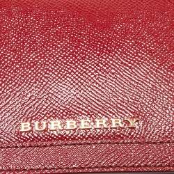 Pre Owned Burberry Red Patent Leather Mini Berkeley Crossbody Bag
