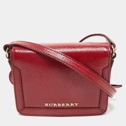Burberry Red Patent Leather Mini Berkeley Crossbody Bag