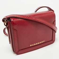 Pre Owned Burberry Red Patent Leather Mini Berkeley Crossbody Bag