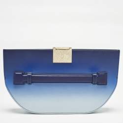 Pre Owned Burberry Blue Ombre Leather Olympia Clutch