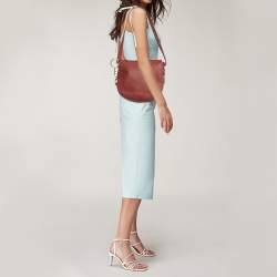 Pre Owned Burberry Ruby Leather Small Knight Shoulder Bag