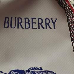 Pre Owned Burberry Red Check Knit Fabric Mini Baguette Bag 