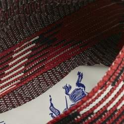 Pre Owned Burberry Red Check Knit Fabric Mini Baguette Bag 