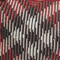 Pre Owned Burberry Red Check Knit Fabric Mini Baguette Bag 